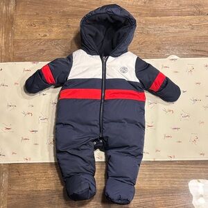 Jacadi Navy and Red Baby snowsuit